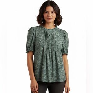 LOFT Green Patterned Blouse size medium EUC